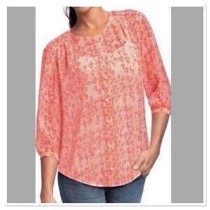 CABI Emerson 756 silk 3/4 sleeve sheer blouse M